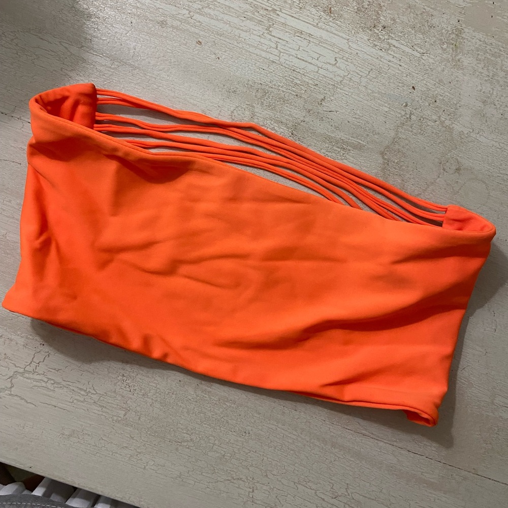 Mikoh Swim Strappy Bright Orange Swim Bandeau